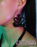 Crystal Black Acrylic Heart Earrings